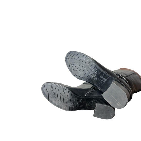 Bandolino Leather Riding Boots Classic Black & Brown Two-Tone Style - Picture 6 of 7